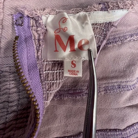 So Me Denim Strapless Tiered Ruffle Mini Dress Sz Small Smocked Mauve Pink - Picture 4 of 10